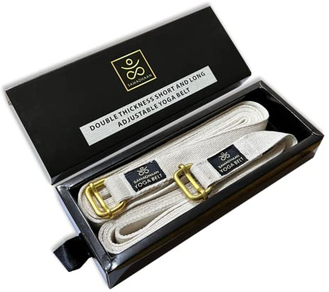 Samadhaan Yoga Belt | Yoga Strap with Durable Sliding Brass Buckle | Adjustable Stretching Strap | Gym Workout & Exercise Bands | Physical Therapy | Strong & Secure Cotton | Pack of 2