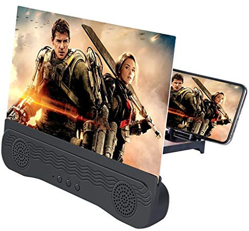 MESURE 12 bildschirmlupe Für Smartphones Mit Lautsprecher, 3D-HD Handylupe Bildschirmlupe, Filme Handy-Schirm-Einschlaglupe for Alle Smart-Handy-Modell (Color : Black, Size : 12 inches)