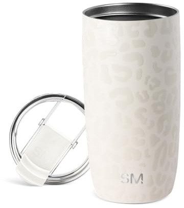 Simple Modern Travel Coffee Mug Tumbler with Flip Lid | Insulated Stainless Steel Iced Coffee Cup | Gifts for Women & Men | Voyager Collection | 470ml | Cream Leopard