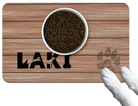 Napfunterlage Hund personalisiert – Holzdesign mit Wunschname, rutschfest & waschbar, Geschenkidee für Tierbesitzer