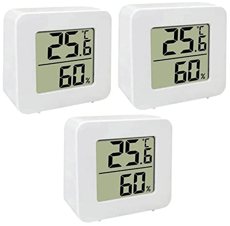 Pomurom 3 Thermomètre et Hygromètre Numérique LCD, Thermomètre Hygromètre Intérieur Digital à Haute Précision, Température et Humidimètre Indicateur du Niveau Confort pour Maison Bureau