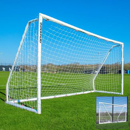 QUICKPLAY Q-Fold Match Fußballtor für Garten Kinder und Erwachsene | 30 Sekunden faltbares für einfachen Aufbau fußballtore groß | tragbarer, wetterfester Torpfosten Erwachsene und Kinder [Einzeltor]