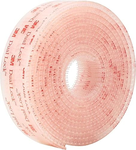 SJ3560 Dual Lock, Sistema di fissaggio richiudibile Trasparente, Chiusura a Pressione, prodotto altamente adesivo per Auto, Dashcam, Go Pro, Supporto Pagamento pedaggio, Fai da te (25,4 mm x 1 m)