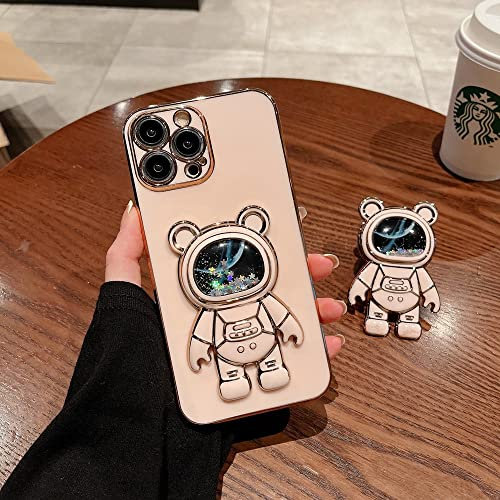 Astronauta Staffa Custodia per Telefono per iPhone 14 Pro 11 12 13 Pro Max Mini 7 8 Plus SE XR Xs Max Glitter Stand Cover,Rosa,per iPhone 13 mini