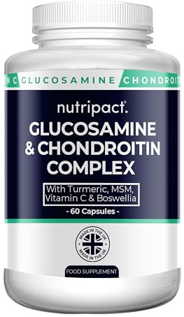 Nutripact Glucosamine 7-in-1 Complex – Glucosamine and Chondroitin High Strength with MSM, Turmeric, Vitamin C, Boswellia, Black Pepper - Glucosamine Sulphate Joint Care Supplement - 60 Capsules