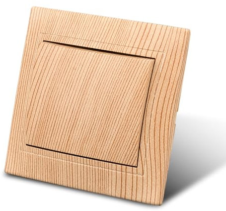 WESA Interrupteur pour lumière à bascule, grain de bois 1 compartiment, 1 voie, interrupteur mécanique mural 86 mm, interrupteur standard 10 Amp,250 V