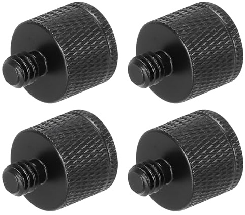 sourcing map Mikrofonständer-Adapter, 3/8-Zoll-Buchse auf M8-Außengewinde, Schraubenadapter, Aluminiumlegierung, für Mikrofonstativ, Schwarz, 4 Stück
