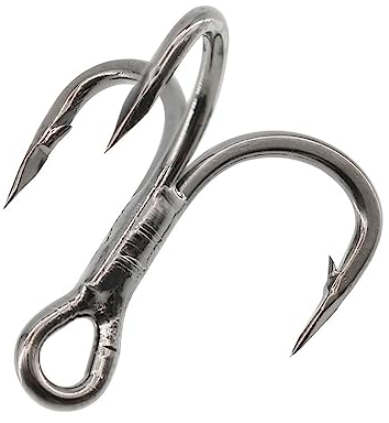 Angelhaken Angel-Drillinge, 6 x starker Karbonstahl, Klassische runde Biegung, Dreifach-Angelhaken-Set, Haken for Großwild-Lachs Angelzange (Size : 50pcs Size 1/0)