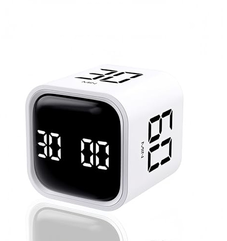 Teknoluzor Digitaler Pomodoro-Timer, Produktivitäts-Timer, Küchentimer, Schreibtisch-Timer, 5/10/30/60 Minuten & individueller Countdown, Vibration und einstellbarer Sound-Alarm, für Aufgabe, Arbeit,