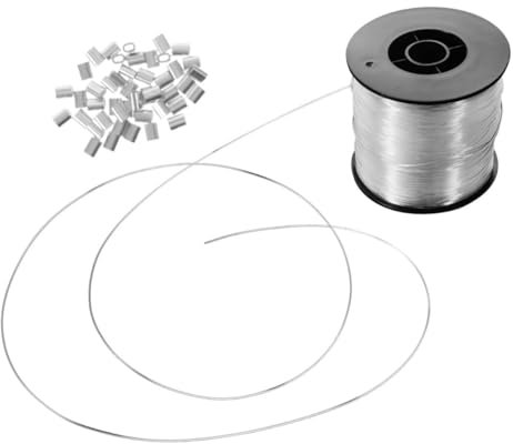 IWOWHERO 1set Filo Da Pesca Invisibile Nylon Trasparente Da Corda Versatile Per Decorazioni e Appendioggetti Con Manicotti Filo Resistente e Facile