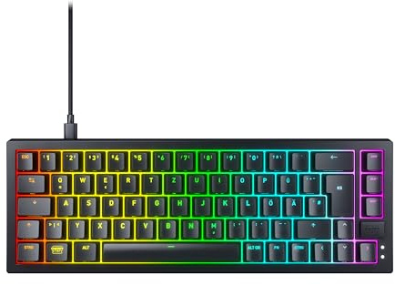 CHERRY XTRFY K5V2 Compact, Mechanical 65 Percent Gaming Keyboard, German Layout (QWERTZ), Hot-Swap Keyboard, CHERRY MX2A RED SWITCHES, Black