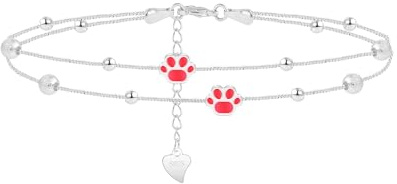 SUNSH Bracelet de Cheville Femme Fille Ado, Cadeau Femme, Chaîne Réglable 23 + 5 cm pour Femme - Cadeau pour Maman Femme Fille Ado Sœurs Amis, Été Plage-Pattes de Chat