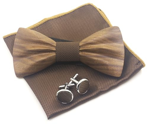 Cyriacus Holzfliege Set Herren Holzfliegenset Fliege aus Holz,für Hochzeit Aufführungen Abschlussball Geschenk