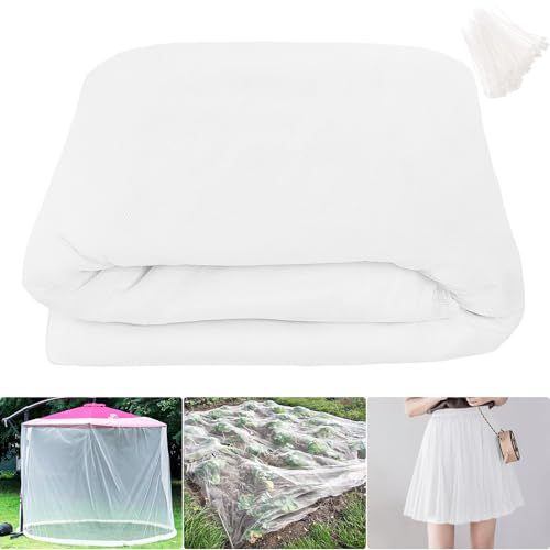 LINSOCLE Tissu moustiquaire,Toile Moustiquaire Exterieur -Filet Anti Moustique de Contre Insectes et Oiseaux pour Balcons Pergola Parasol Jardin Tonnelle Piscine et Fenêtres(3 m x 10 m, Blanc)