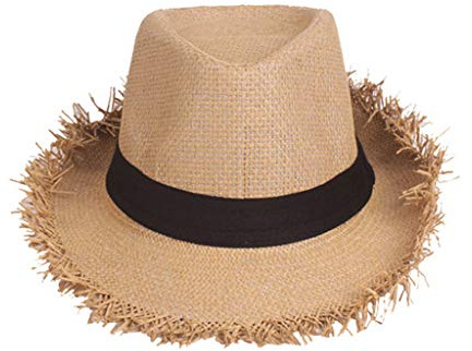Strohhut Herren und Damen geflochten und ausgefranst Sommerhut Damen und Herren Sonnenhut Strandhut Hawaii Hut - ideal für den Urlaub am Strand Garten oder Sommer Partys