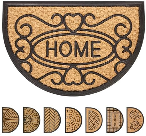 OLIVO.shop | PROMO Zerbino in cocco intrecciato e gomma, tappeto ingresso casa mezzaluna 40x60 cm (DISEGNO 9)