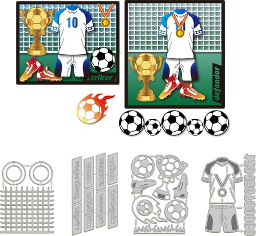 GLOBLELAND Stanzformen Für Fußballtrikots Sporttrophäen Medaillen Stanzungen Fußballkorb Vorlage Schablone Für Die Kartengestaltung Dekoration DIY Scrapbooking Album Basteldekor