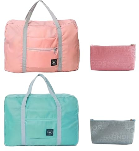 JSTHHTT 2 Pcs Handgepäck Tasche für Flugzeug Reisetasche Klein Faltbare Sporttasche Weekender Handgepäck Koffer für Herren und Damen, Faltbare Reisetasche Damen & Weekender Damen, Travel Bag