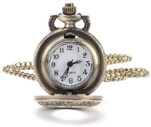 Orologio da tasca moderno vintage con catena, al quarzo, numeri romani, steampunk, design antico, orologio da tasca da uomo, regalo per Capodanno, compleanno, matrimonio, anniversario, San Valentino