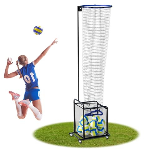 Creproly Volleyball Setter Trainer Netz Einstellbare Höhe und Winkel Home Volleyball Trainer Netz mit Rollen und Auffangtasche Volleyball Trainingsgeräte für Indoor und Outdoor Training | Verstellbare Höhe und Winkel mit Rollen und Auffangtasche Volleyball-Trainingsgeräte für Indoor- und Outdoor-Training