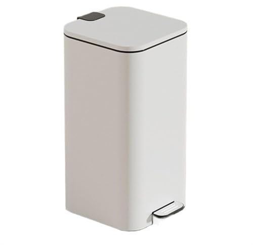 BGFYUSF Pattumiere Pattumiera a Pedale Quadrata con Coperchio， Pattumiera in Acciaio Inox con Chiusura Ammortizzata e Rivestimento Interno， Pattumiera a Pedale da，White-10L