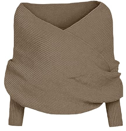 Schal mit Ärmeln, Damen Winter Warm Gestrickte Schal Stricken Dreieckschal Wickelschal Sweater Schal mit Ärmeln Elegant Herbstschal Winterschal übergroßer Weich Scarf Pullover (b-Khaki, One Size)