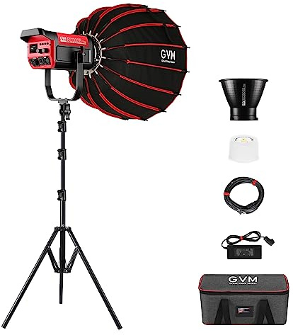 GVM Video Lighting 300W Bi-Color Studio Lights kit with Bowens Mount Softbox and Stand CCT 2700K~6800K CRI 97+ Continuous Lighting for Photography, 12 Effects, 65700 lux/1m, DMX/APP/2.4G Control