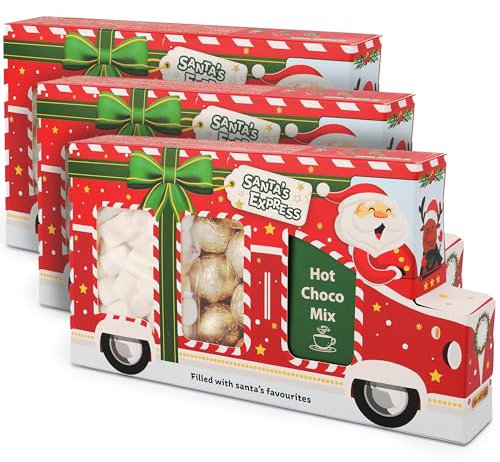 Becky´s Santa´s Express 3x125g - Süßer Weihnachts-Truck mit Trinkschokolade, Marshmallows & goldenen Schoko-Pralinen - Weihnachtsmann-Edition - Für einen gemütlichen Winterabend in der Weihnachtszeit