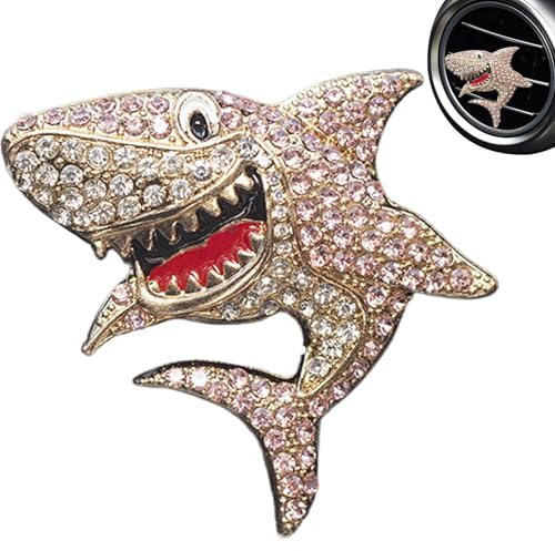 Bling Shark Lüftungsschlitz-Clips | Glitzernder Glitzer-Strass-Hai, Auto-Lufterfrischer, Parfüm-Clip, Aromatherapie, Parfüm-Diffusor für SUV, LKW, Fahrzeug