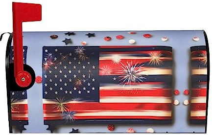 Stampa decorativa per cassetta postale con stampa di fuochi d'artificio bandiera americana 4 luglio per la decorazione della casa e del giardino cassetta delle lettere avvolgente