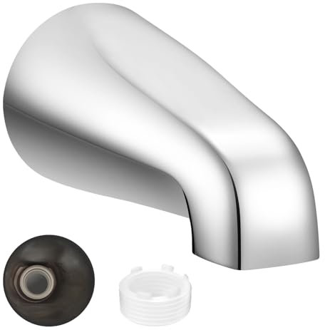 Universal Bath Tub Spout with Adapter, Bathtub Faucet Spout Without Diverter, 5 Length Bathtub Faucet for 1/2'', 3/4'' IPS Inside Thread Connection and Tub/Shower Faucet (Chrome)