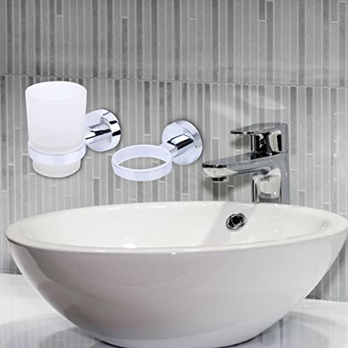 Fdit Portavasos de Acero Inoxidable Duradero para Baño, Juegos de Accesorios de Baño de Diseño Moderno con Soporte para Cepillo de Dientes y Estante de Almacenamiento, Fácil de