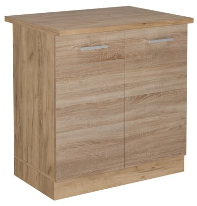Vicco Meuble Bas sous-évier R-Line, Sonoma, 80cm, PT Chêne, pour Une Combinaison Libre au Sein de systèmes de Cuisine modulaires