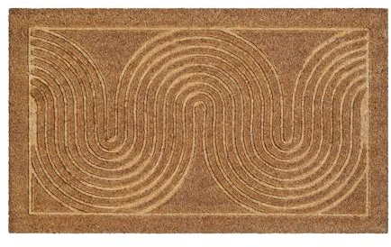 Wecon Home Felpudo 100% de coco con patrón de ondas. Fácil de limpiar y antideslizante. Retro Flow (45 x 75 cm, color natural)