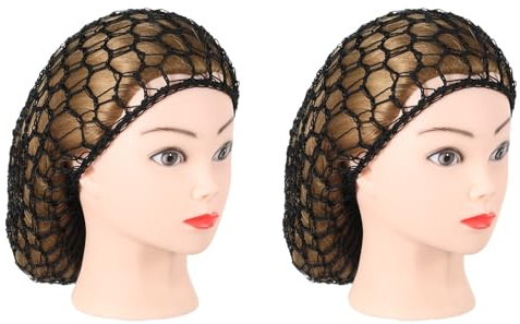 Lnngub 2 retine notte a maglia uncinetto donna, riutilizzabili, nere poliestere, cappello morbido, rete pelo corto bagno