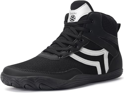 Sisttke Wrestling Shoes for Mens Wide Width Boxing Shoes Black