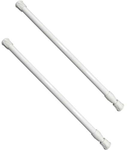 2 PCS Net Curtain Rods Extendable, 30-50cm Extendable Hanging Bar, Tension Cupboard Rods, Adjustable Small Spring Tension Rods, Extendable Cupboard Bars for Windows, Cupboards & Shelves