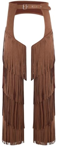 Alvivi Chaps Cow-Boy Homme Pantalon Costume Cow-Boy Western À Franges Costume Hippie Carnaval Halloween Clubwear