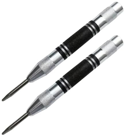 SROUPSUTKK Localisateur de poinçon central automatique, brise-vitre, for le travail du bois, outil perçage for métal, outils manuels for verre, et foret(Center Punch 2pc)