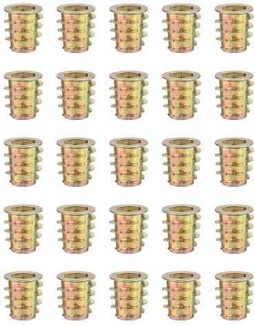 PATIKIL 25 Pièces D'Inserts Filetés À Entraînement Hexagonal Pour Bois, M10 X 20mm Insert Fileté En Alliage De Zinc Vis Avec Joint Pour Outils À Bois Boulon À Tête Plate Écrou Sans Tête