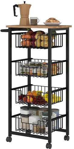 HOMCOM Chariot de Rangement à 5 Niveaux, 49,5x31x91cm Chêne Noir
