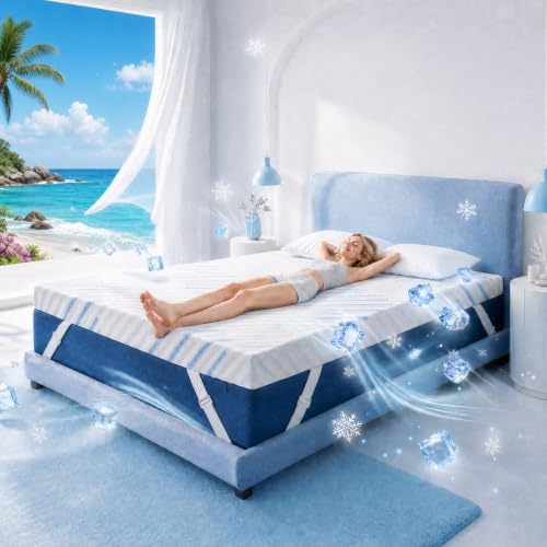 Surmatelas 120x200 cm en Mousse à Mémoire de Forme de Gel - 7.5cm sur Matelas 2 Personnes, Double Face duretés différentes, Housse Lavable Machine, pour Matelas & canapé, essai 100 Jours