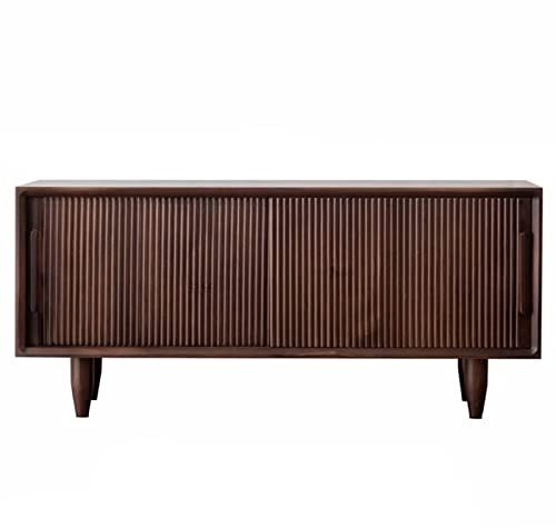Banco de almacenamiento de zapatos de madera maciza con puerta corredera, zapatero de 2 niveles para entrada, armario de pasillo de gran capacidad (60 x 45 cm, acabado de nogal)