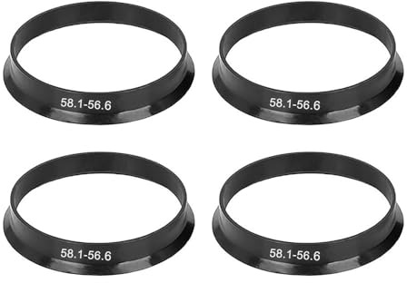 UDHSNJZG Centradores De Llantas 4 Uds 58,1-56,6mm Anillos céntricos de Cubo Rueda plástico Negro Coche Piezas llanta Anillo Central