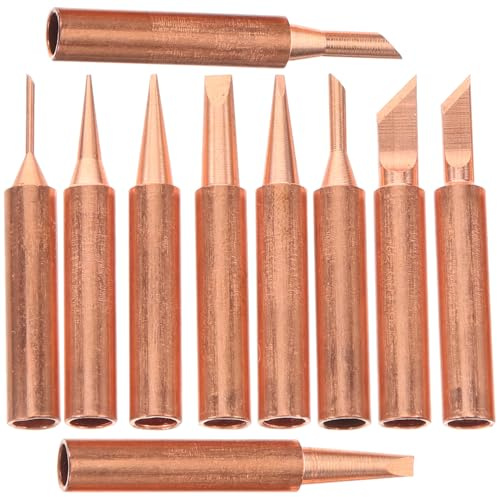 BIUDECO 10 pièces Pannes de Fer à Souder Cuivre Pur Jeu Assorti Embouts de Soudure Pour Station de Soudage Polyvalente