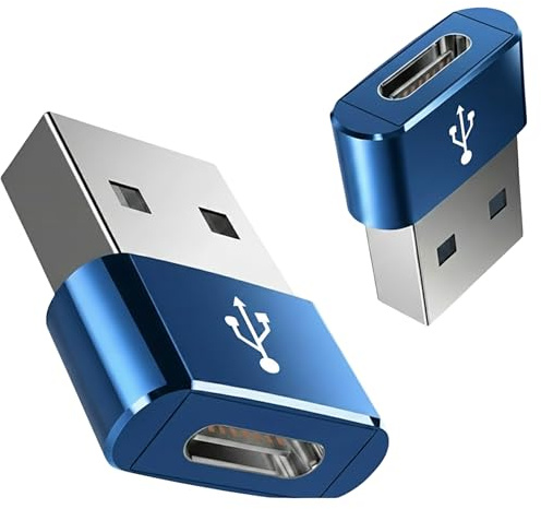 [2 Pack] USB to USB C Adapter for i-Phone 16 15, PD 20W USB-C Type C Fast Car Charger Adapter Plug for i-Phone 14, 13, 12, 11, Sam-sung S24, S23, S22 S21 S20 and More (Blue)