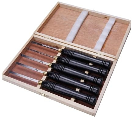 Ensemble de 5 ciseaux tour, ensemble d'outils tournage for le travail du bois, couteau demi-cercle en acier rapide HSS, outil portatif pour le bricolage