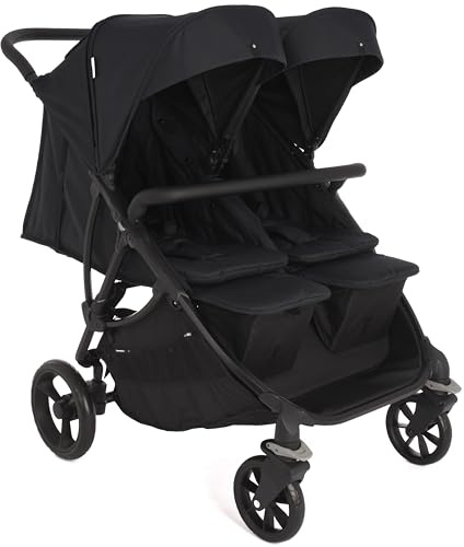 Roma Gemini 2 - Passeggino gemellare, larghezza 69 cm, adatto per porte singole, passeggino doppio, 22 kg per sedile, include parapioggia, reclinabile e stoccaggio, premiato, adatto per neonati e