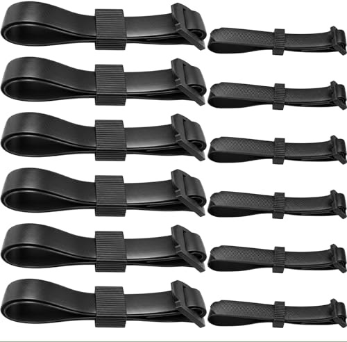 MirraSwit 6 correas negras de 60 x 2,5 cm, 6 correas de soporte ajustables de 30 x 1,25 cm, lazos de arbustos resistentes, duraderas y reutilizables para apoyar plantas de rosas y arbustos