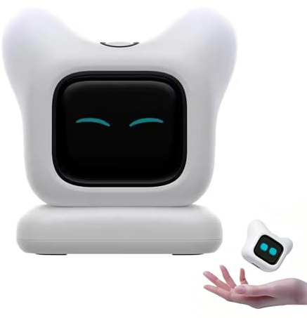 Robot De Escritorio Con Ia: Mascota Electrónica Inteligente Con Chat De Voz Y Emociones Dinámicas. Un Gadget Tecnológico Interactivo, Creativo E Inteligente, Ideal for Escritorio Del Hogar(White)